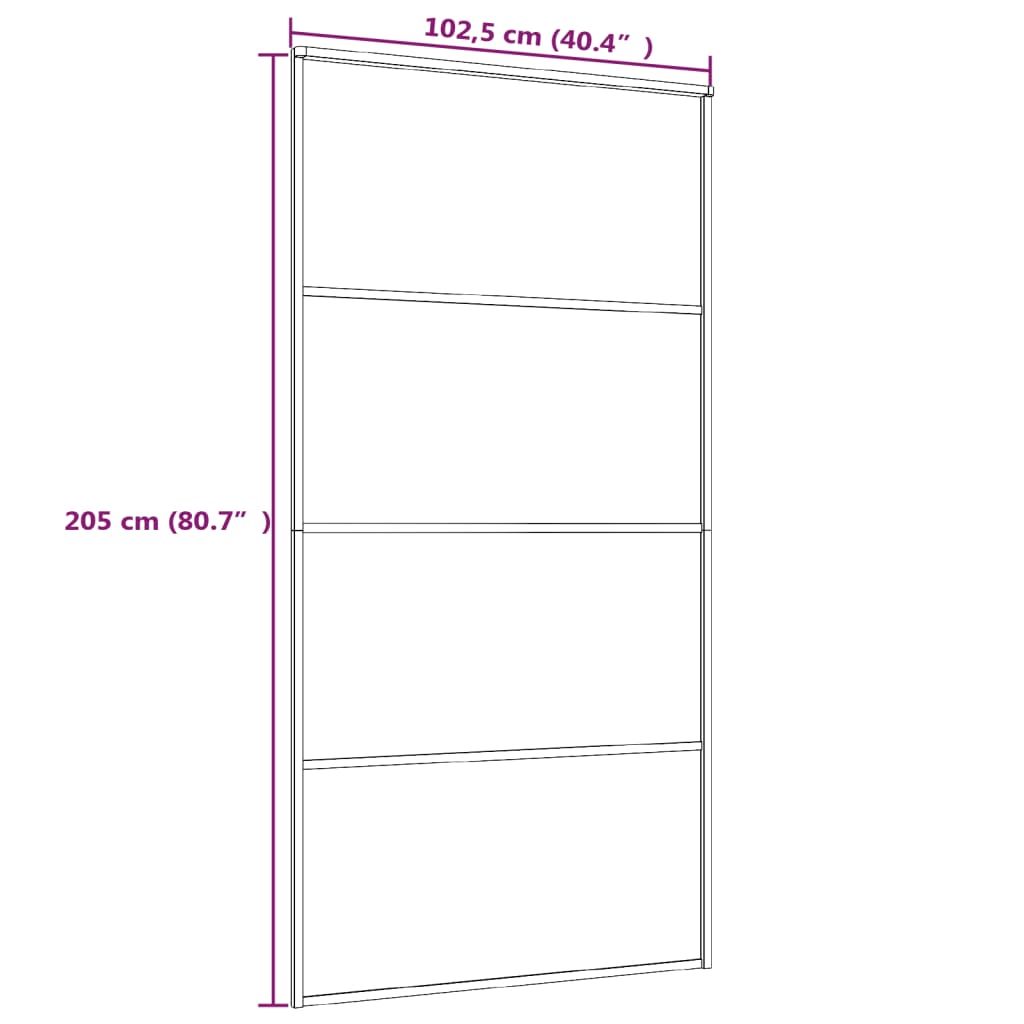 Liukuovi Esg-Huurrelasi Ja Alumiini 102,5X205 Cm Valkoinen