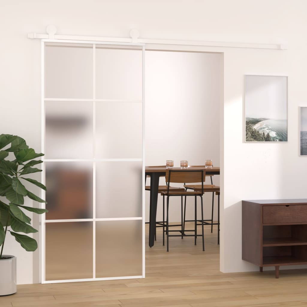 Liukuovi Esg-Huurrelasi Ja Alumiini 90X205 Cm Valkoinen
