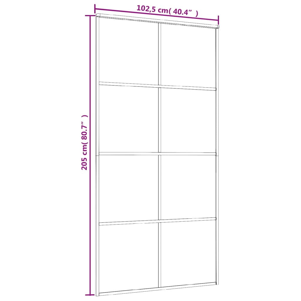 Liukuovi Esg-Lasi Ja Alumiini 102,5X205 Cm Valkoinen
