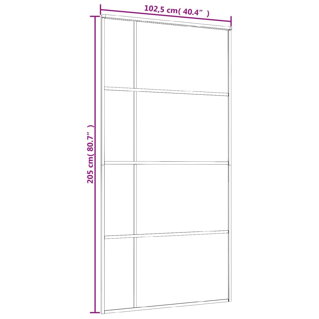 Liukuovi Esg-Lasi Ja Alumiini 102,5X205 Cm Valkoinen