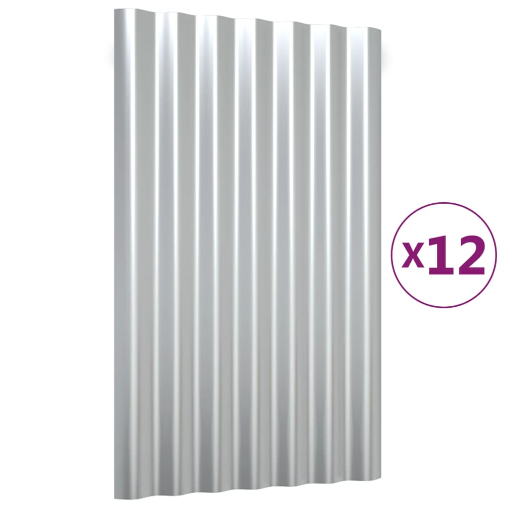 Kattopaneelit 12 Kpl Galvanoitu Teräs Hopea 60X36 Cm