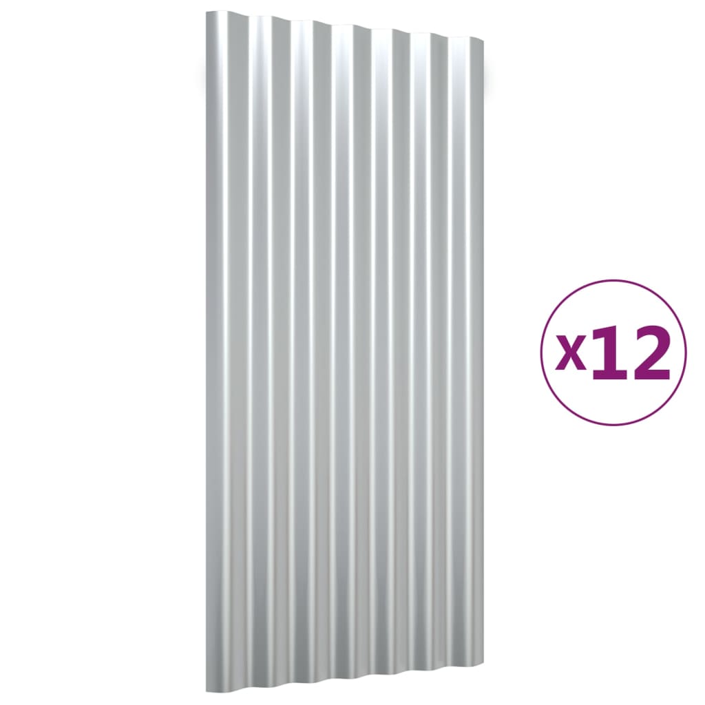 Kattopaneeli 12 Kpl Galvanoitu Teräs Hopea 80X36 Cm