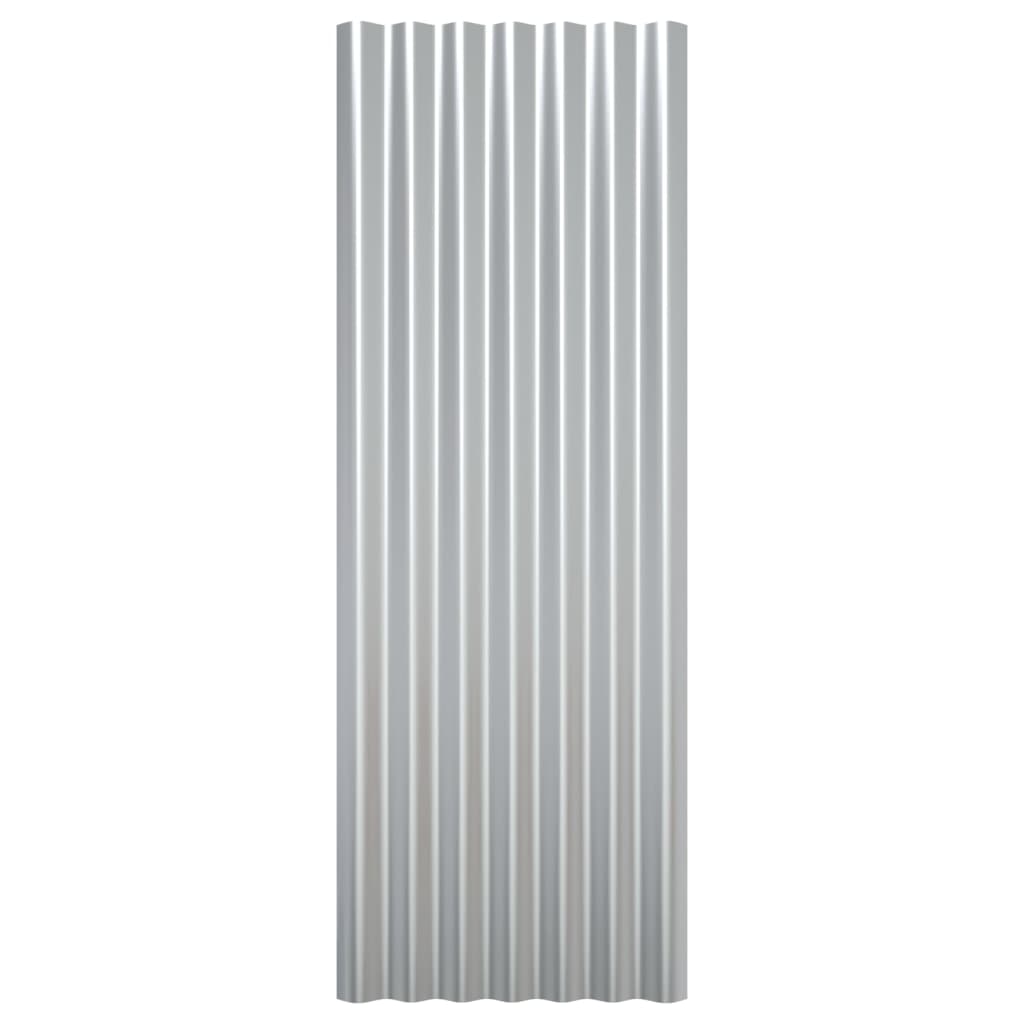 Kattopaneeli 12 Kpl Jauhemaalattu Teräs Hopea 100X36 Cm