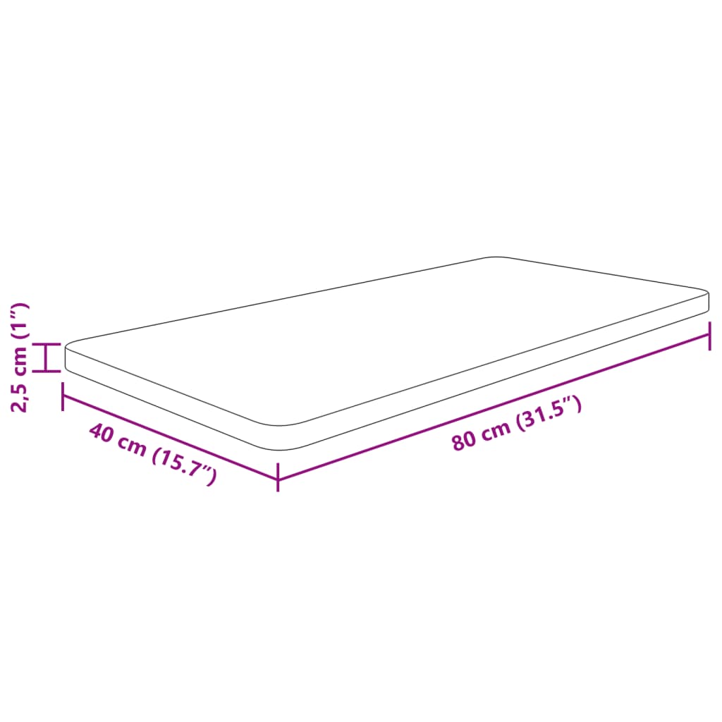 Kylpyhuoneen Työtaso 80X40X2,5 Cm Käsittelemätön Täysi Puu