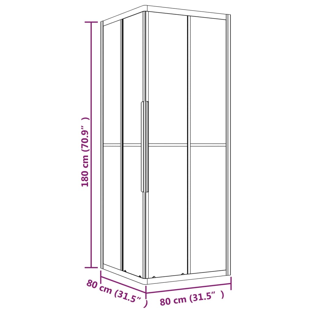 Suihkukaappi Raidallinen Esg 80X80X180 Cm Musta