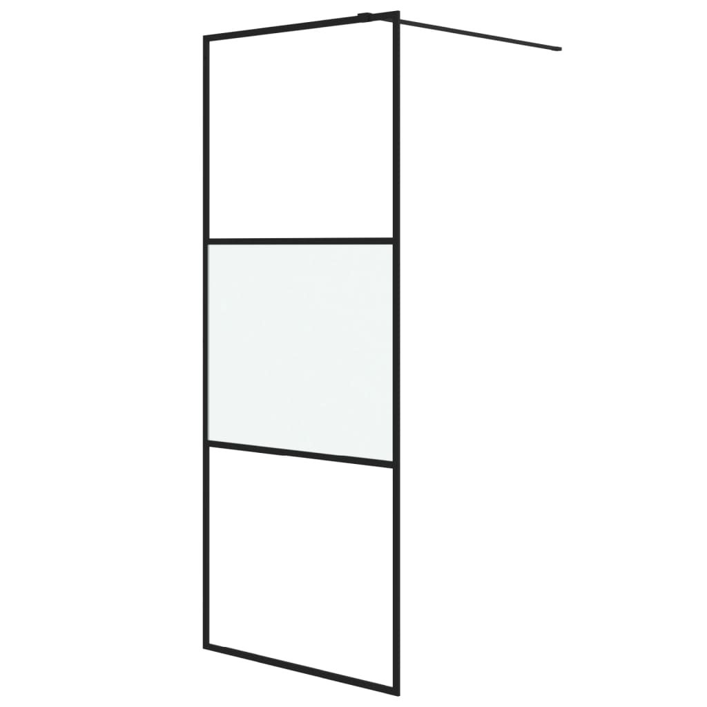 Walk-In Suihkuseinäke Musta 80X195 Cm Puolihuurrettu Esg-Lasi