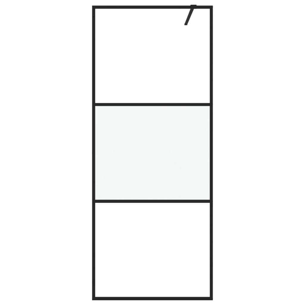 Walk-In Suihkuseinäke Musta 80X195 Cm Puolihuurrettu Esg-Lasi