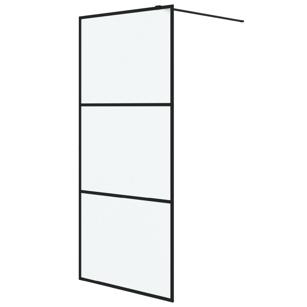 Walk-In Suihkuseinäke Musta 90X195 Cm Huurrettu Esg-Lasi