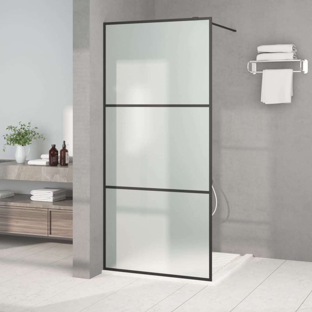 Walk-In Suihkuseinäke Musta 90X195 Cm Huurrettu Esg-Lasi