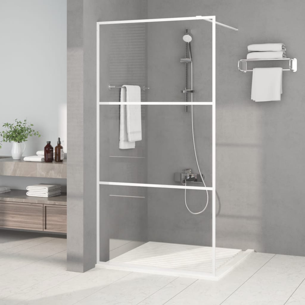 Walk-In Suihkuseinäke Valkoinen 100X195 Cm Kirkas Esg-Lasi