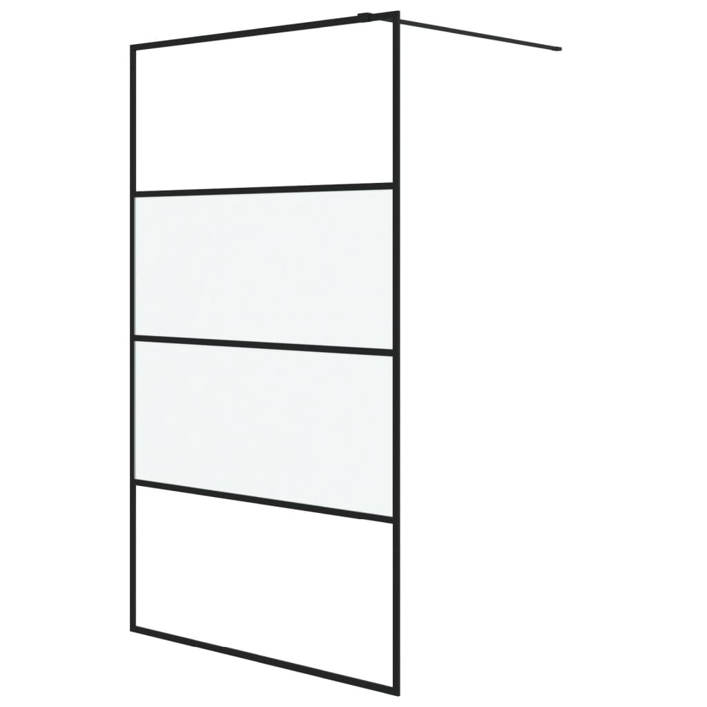 Walk-In Suihkuseinäke Musta 115X195 Cm Puolihuurrettu Esg-Lasi