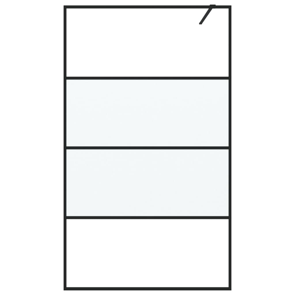 Walk-In Suihkuseinäke Musta 115X195 Cm Puolihuurrettu Esg-Lasi