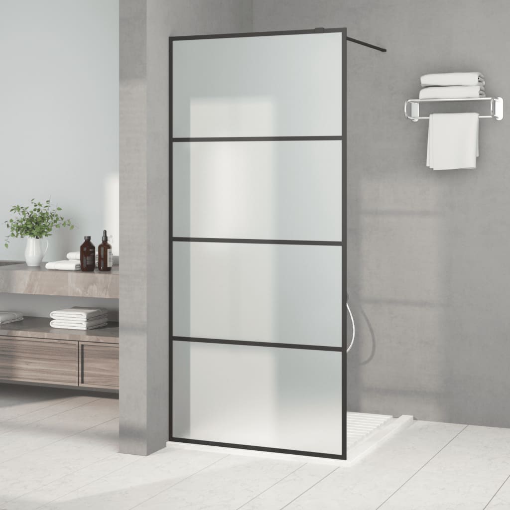 Walk-In Suihkuseinäke Musta 90X195 Cm Huurrettu Esg-Lasi