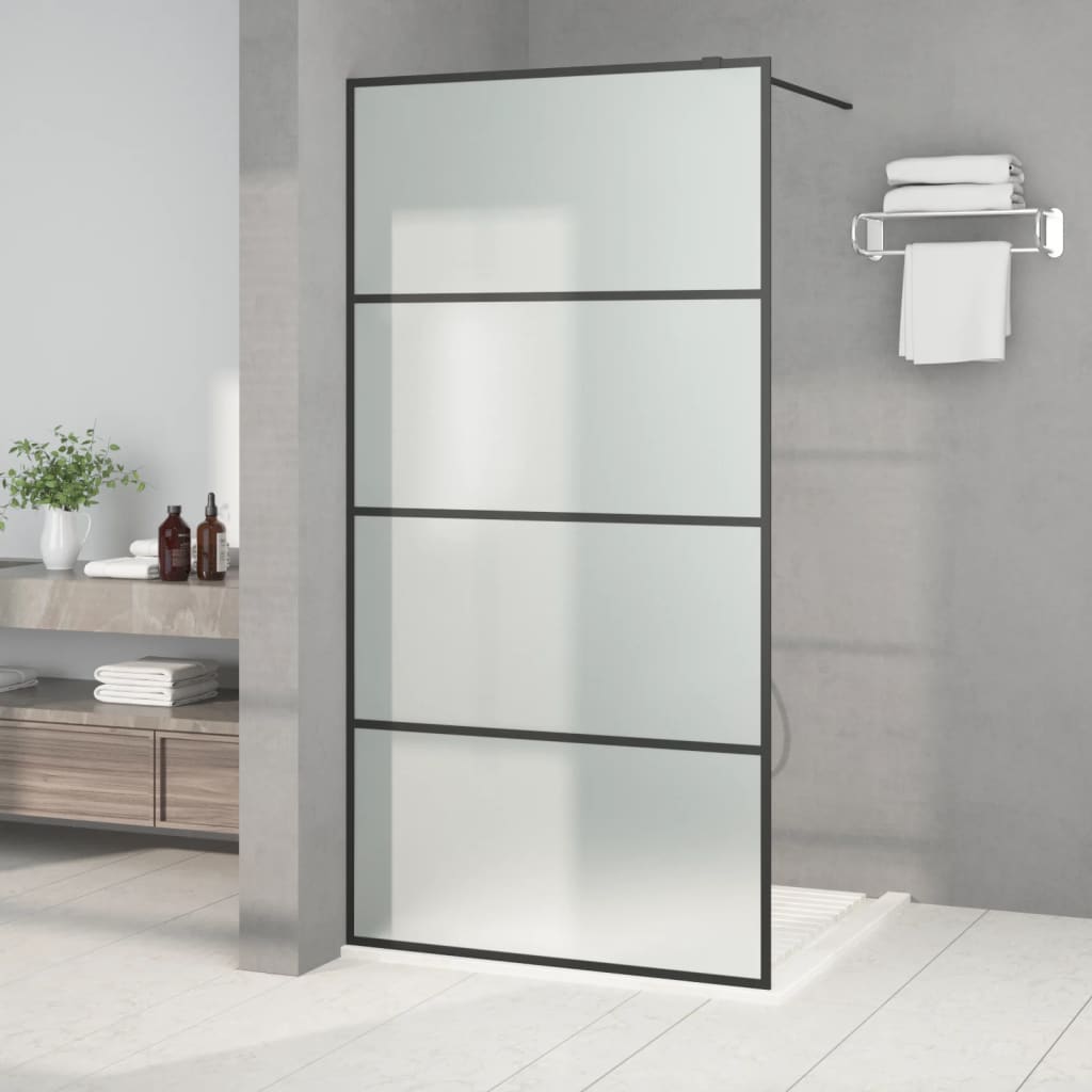 Walk-In Suihkuseinäke Musta 100X195 Cm Huurrettu Esg-Lasi