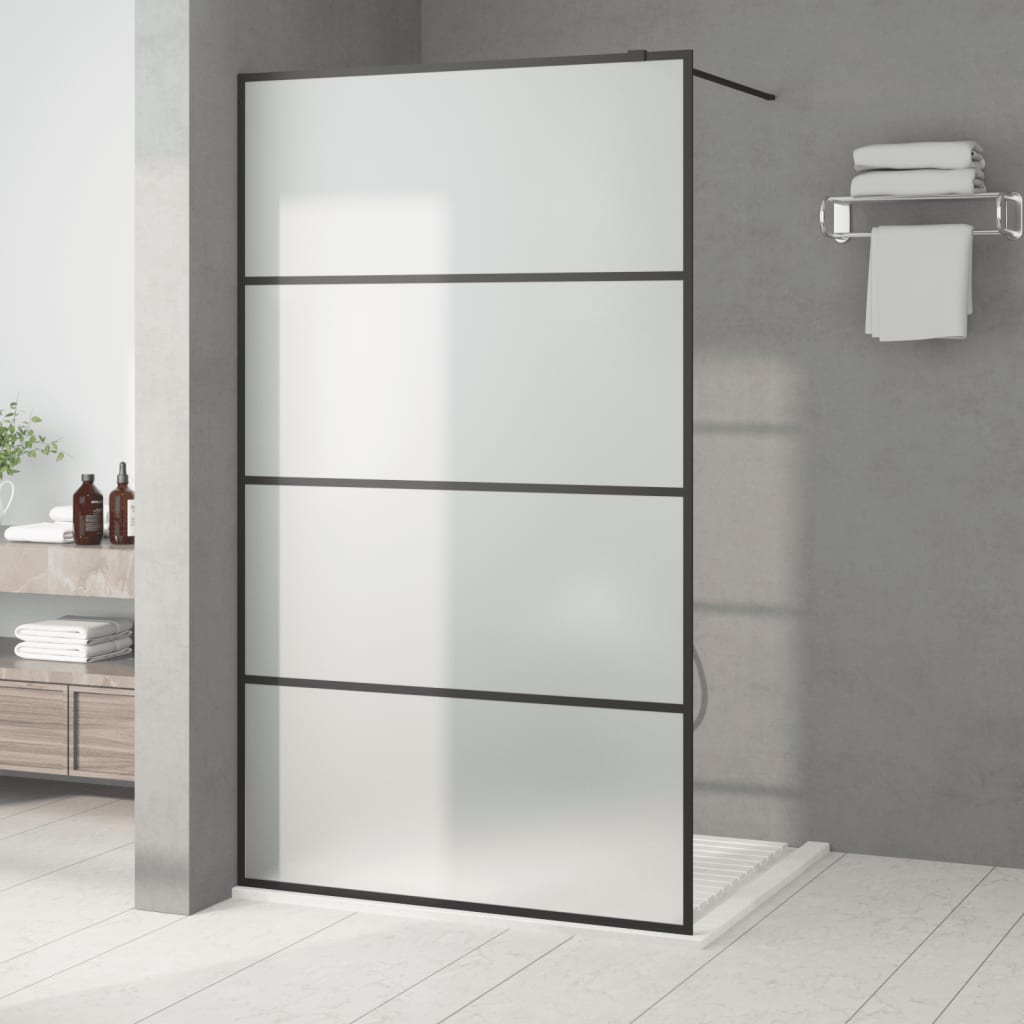 Walk-In Suihkuseinäke Musta 115X195 Cm Huurrettu Esg-Lasi