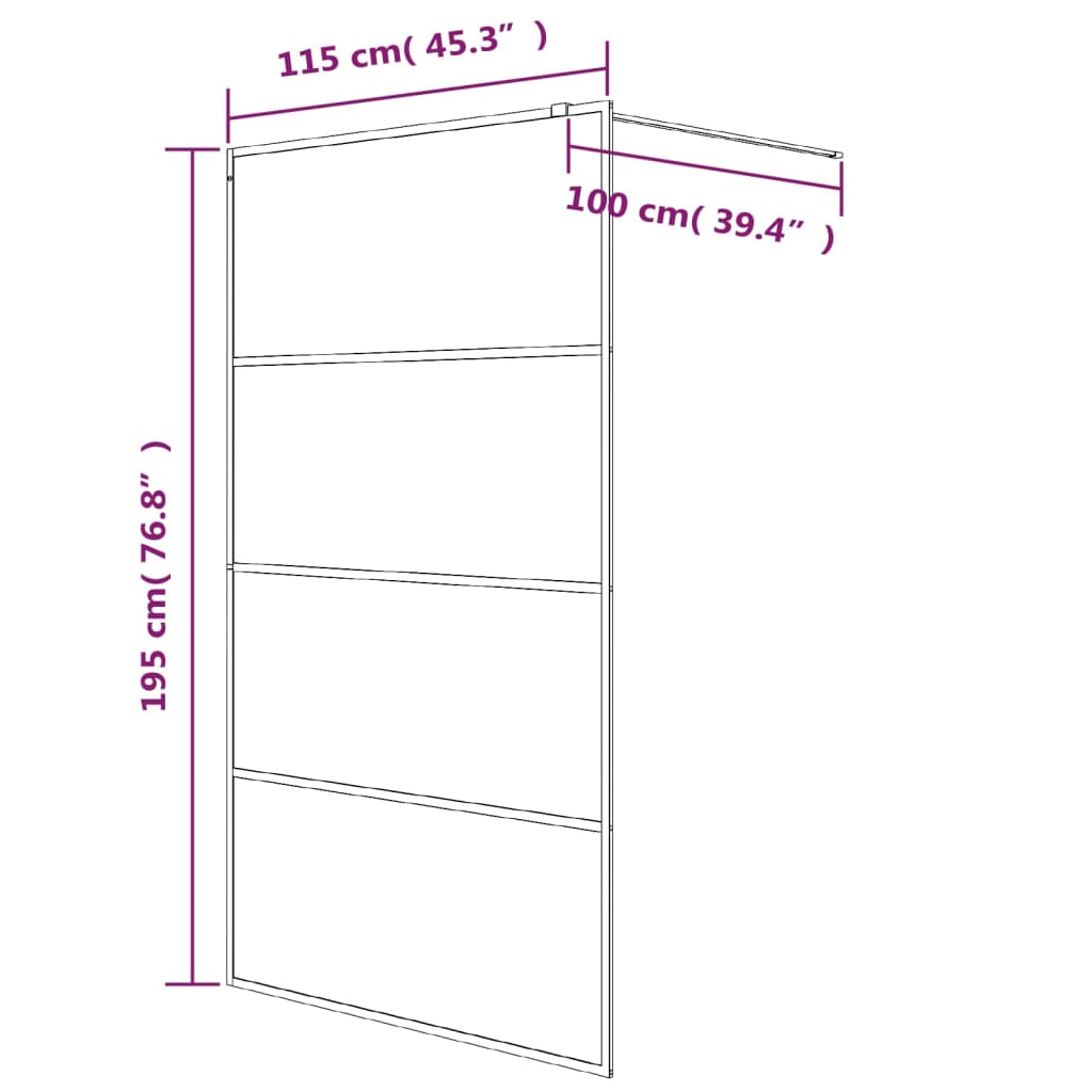 Walk-In Suihkuseinäke Hopea 115X195 Cm Kirkas Esg-Lasi