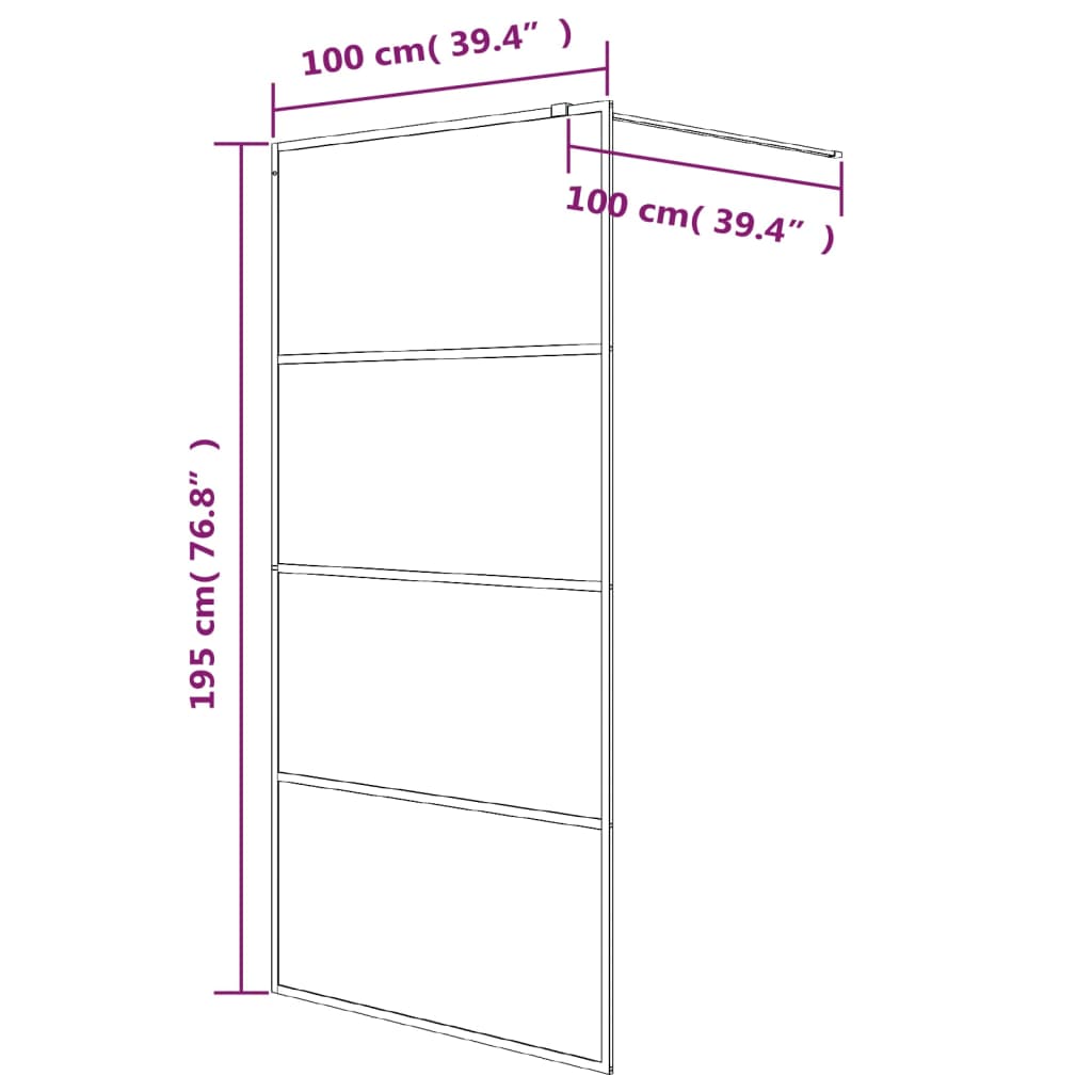 Walk-In Suihkuseinäke Valkoinen 100X195 Cm Kirkas Esg-Lasi