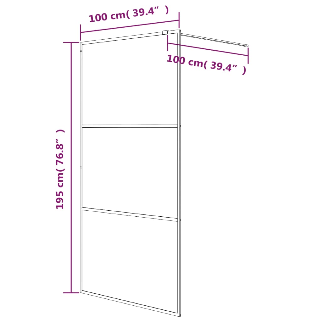 Walk-In Suihkuseinäke Valkoinen 100X195 Cm Kirkas Esg-Lasi