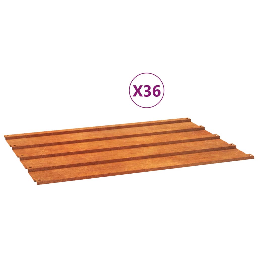 Kattopaneelit 36 Kpl Ruoste 60X44 Cm Corten Teräs