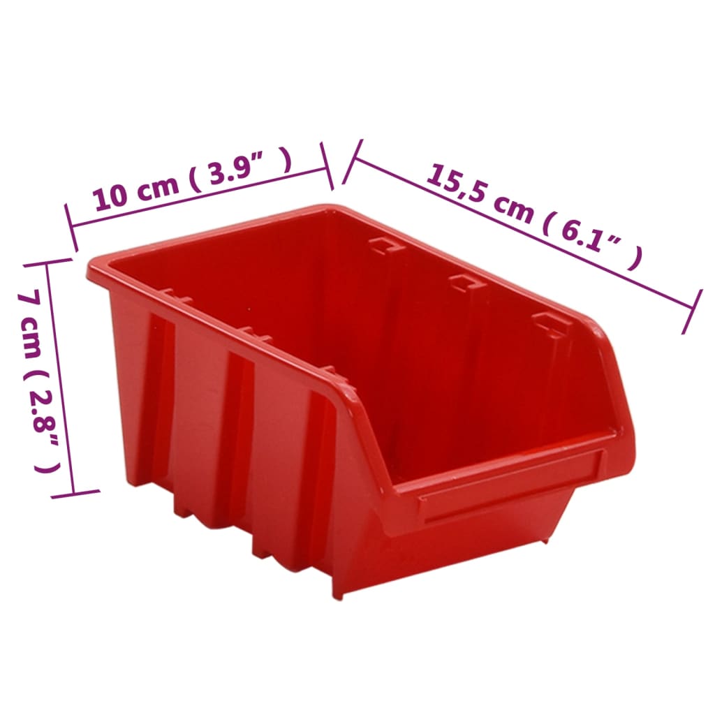 26-Osainen Työpajahyllysetti Punainen Ja Musta 77X39 Cm Polypropeeni