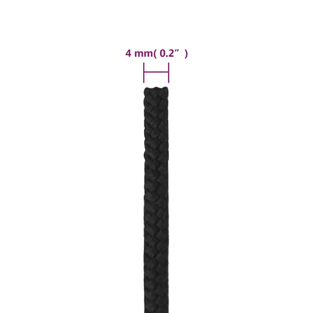 Veneköysi Täysmusta 4 Mm 250 M Polypropeeni