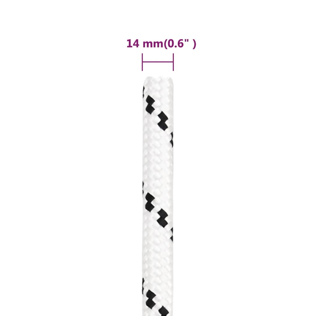 Punottu Veneköysi Valkoinen 14 Mm X 25 M Polyesteri