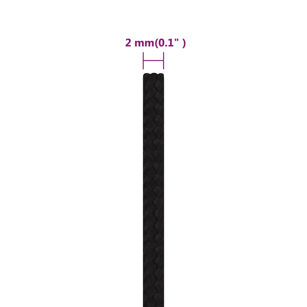 Työköysi Musta 2 Mm 50 M Polyesteri