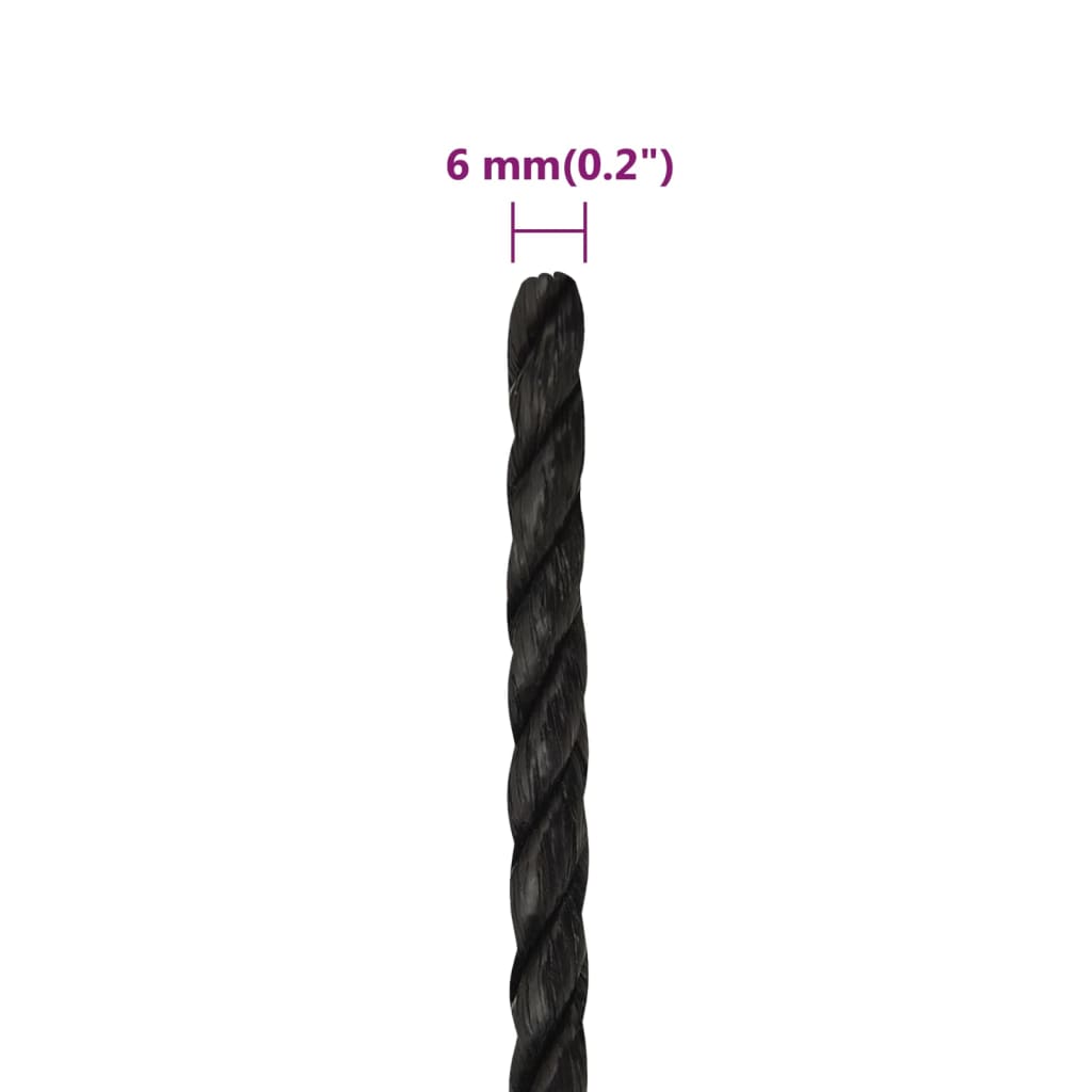 Työköysi Musta 6 Mm 25 M Polypropeeni