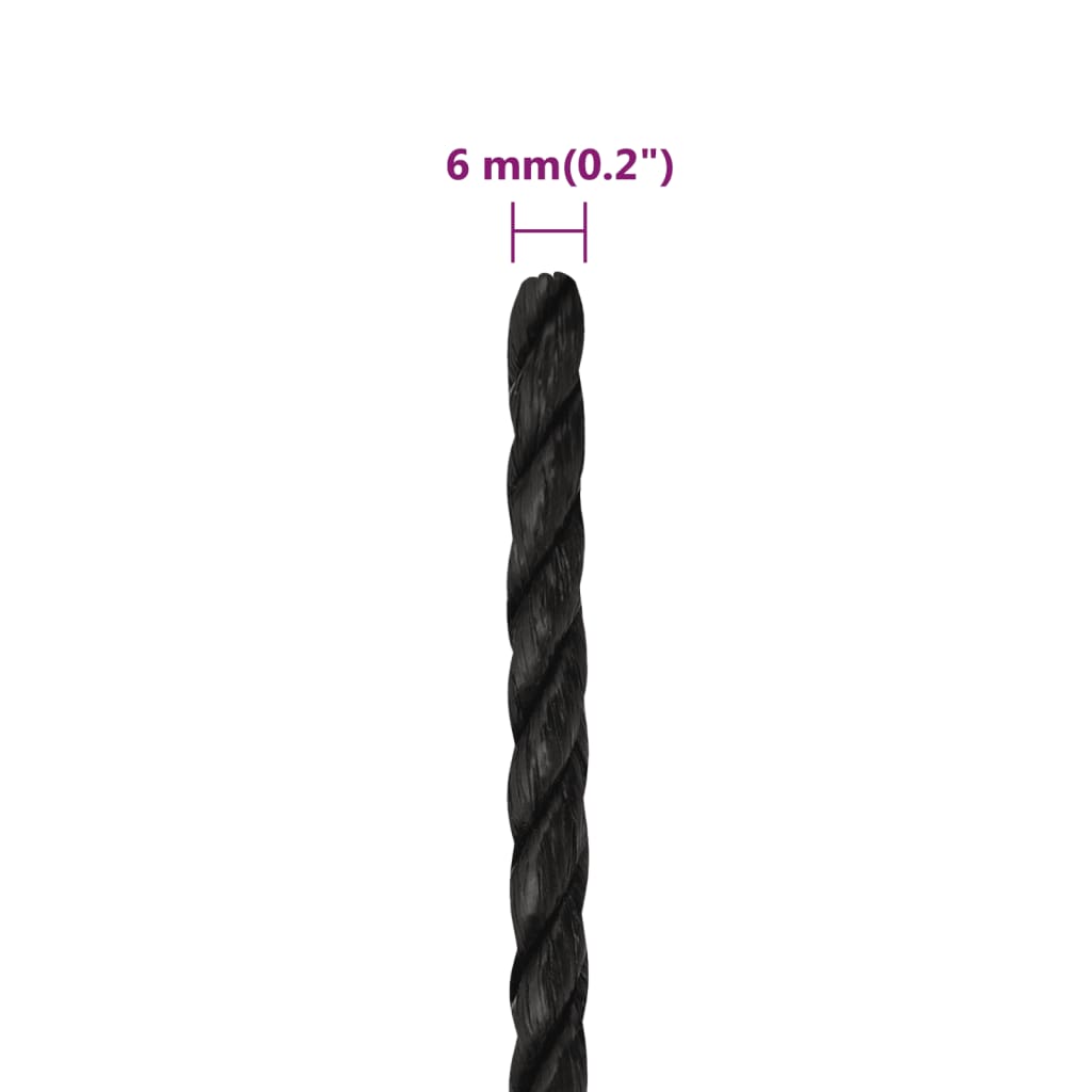 Työköysi Musta 6 Mm 100 M Polypropeeni