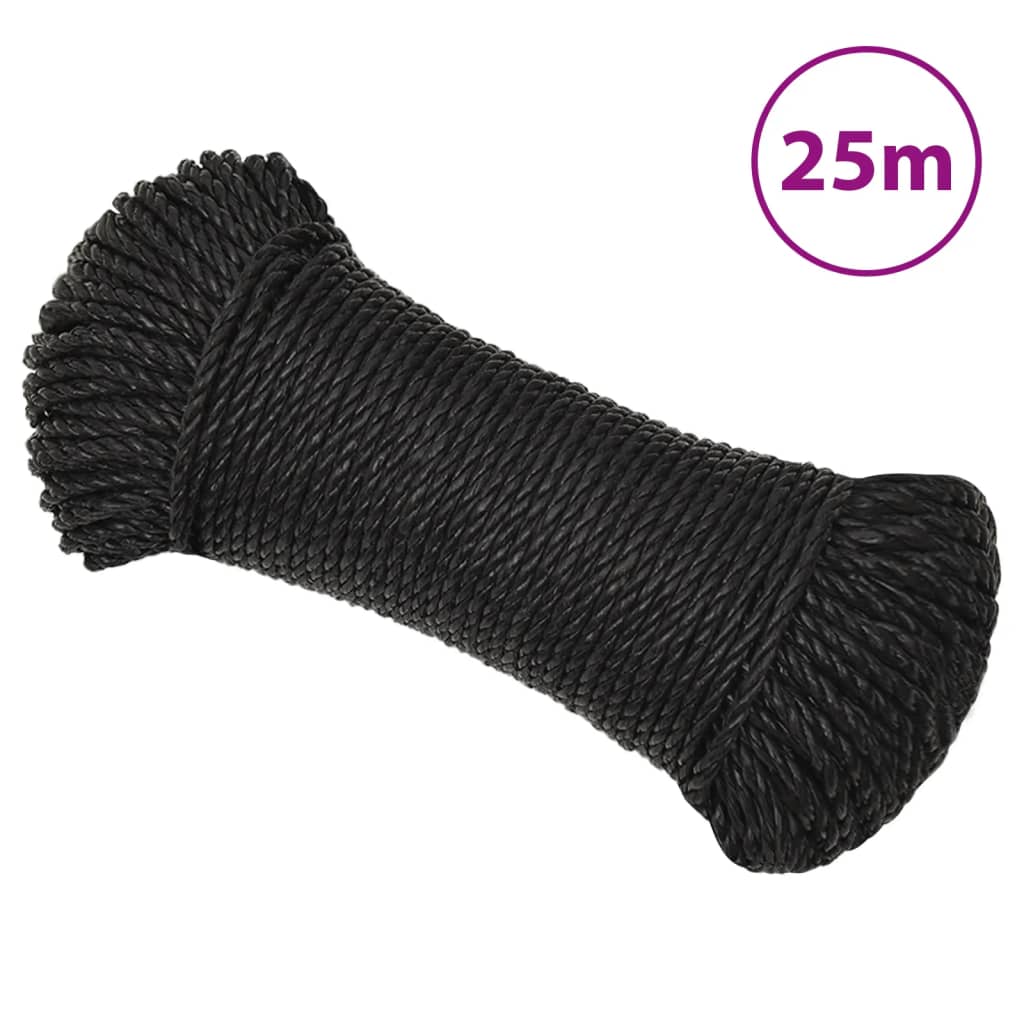 Työköysi Musta 8 Mm 25 M Polypropeeni