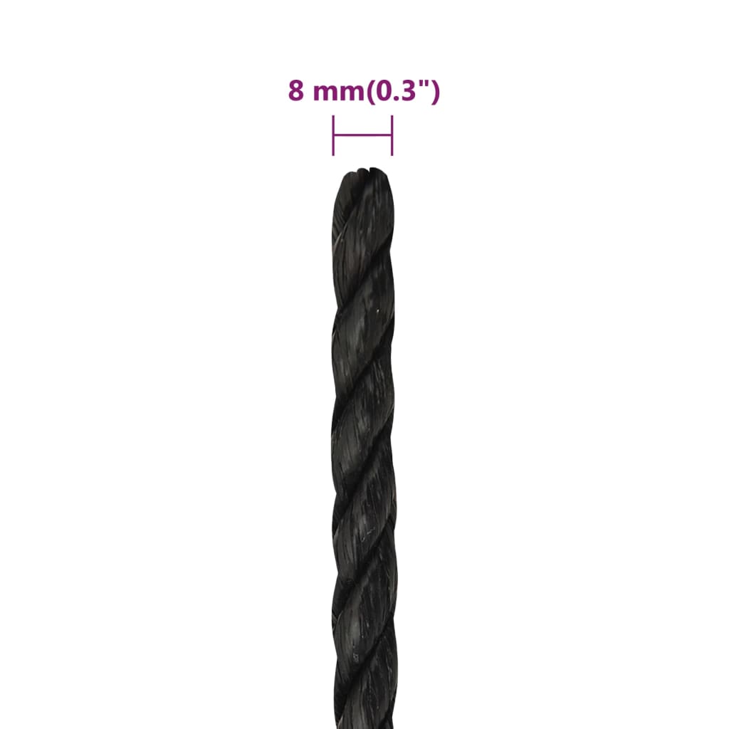 Työköysi Musta 8 Mm 250 Mm Polypropeeni