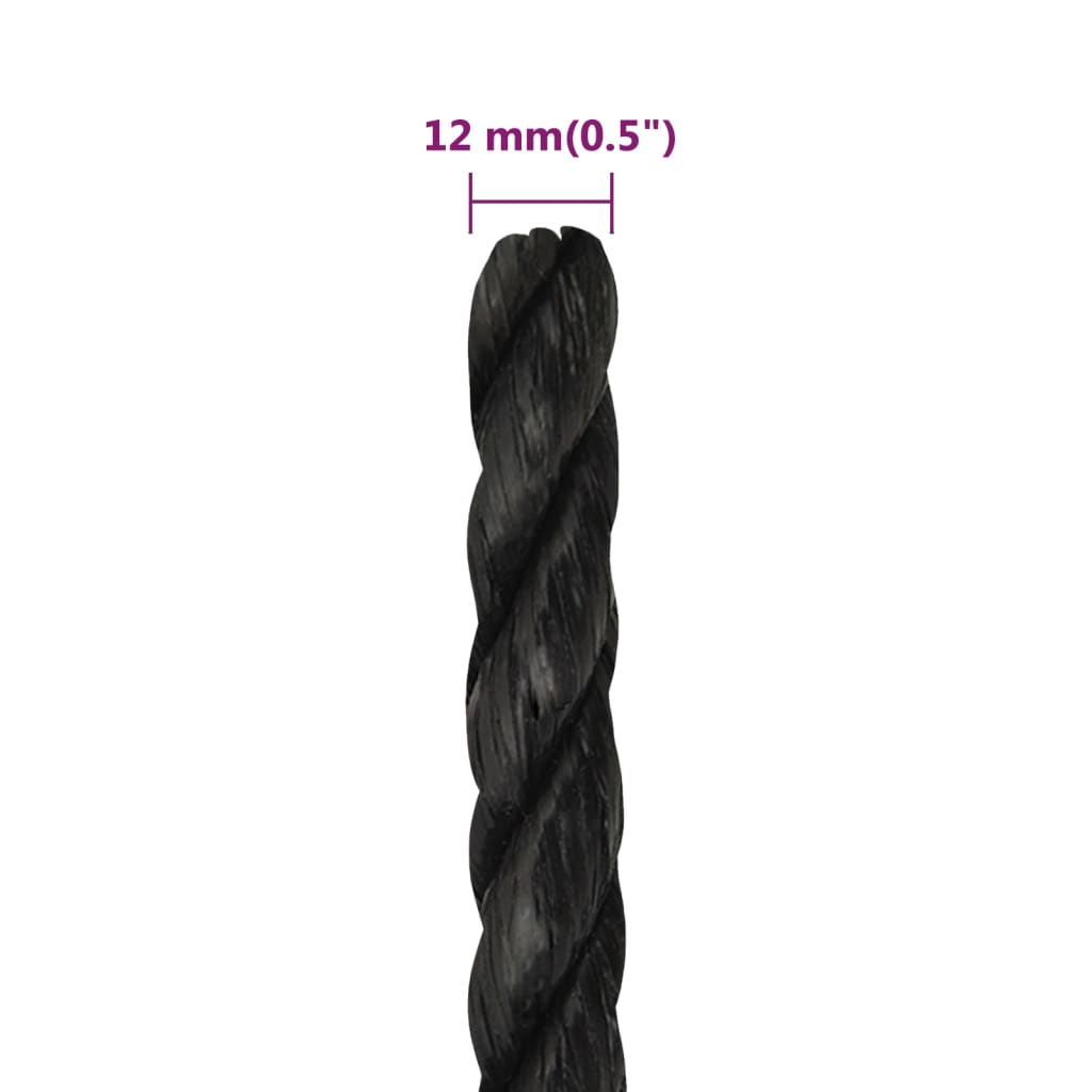 Työköysi Musta 12 Mm 100 M Polypropeeni