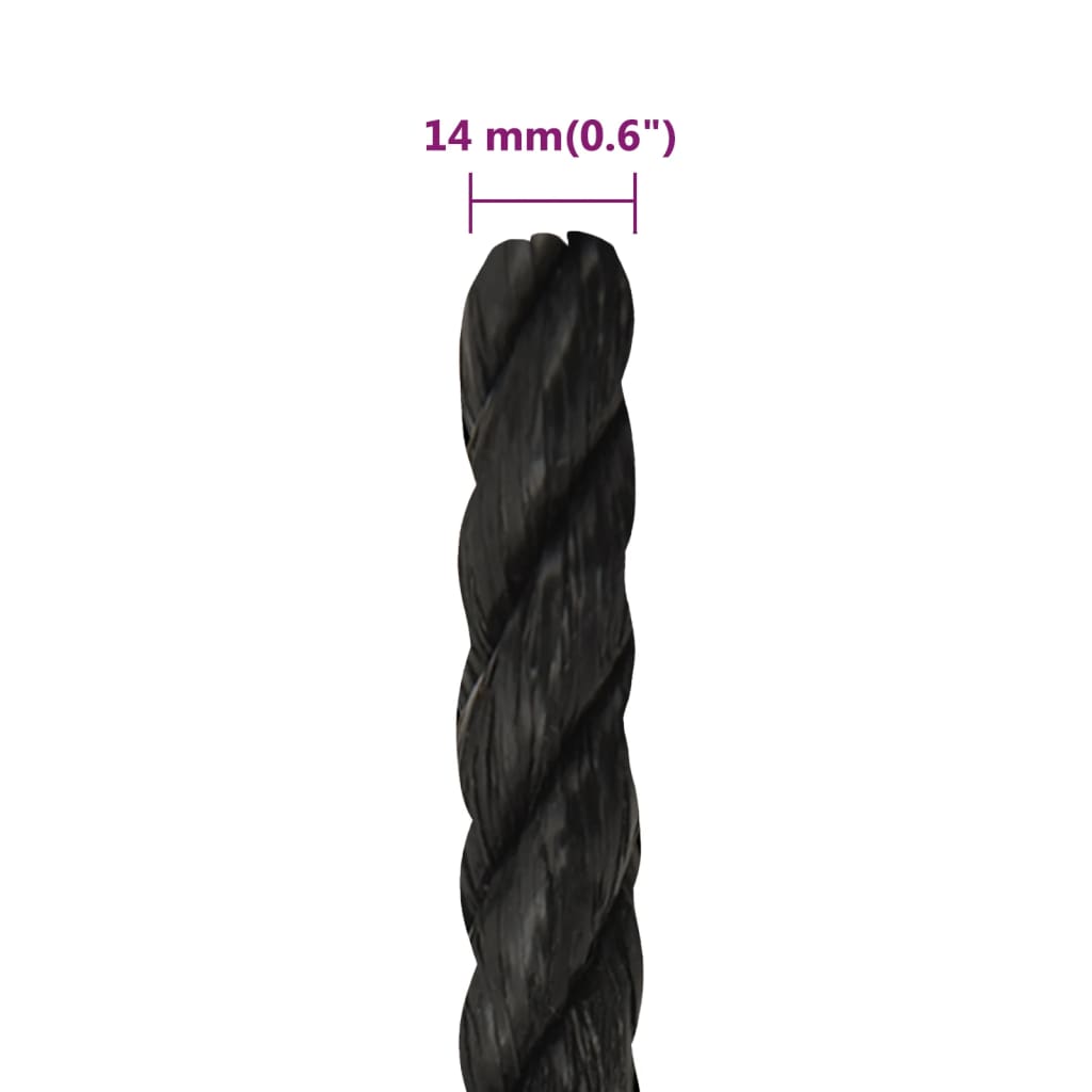 Työköysi Musta 14 Mm 25 M Polypropeeni