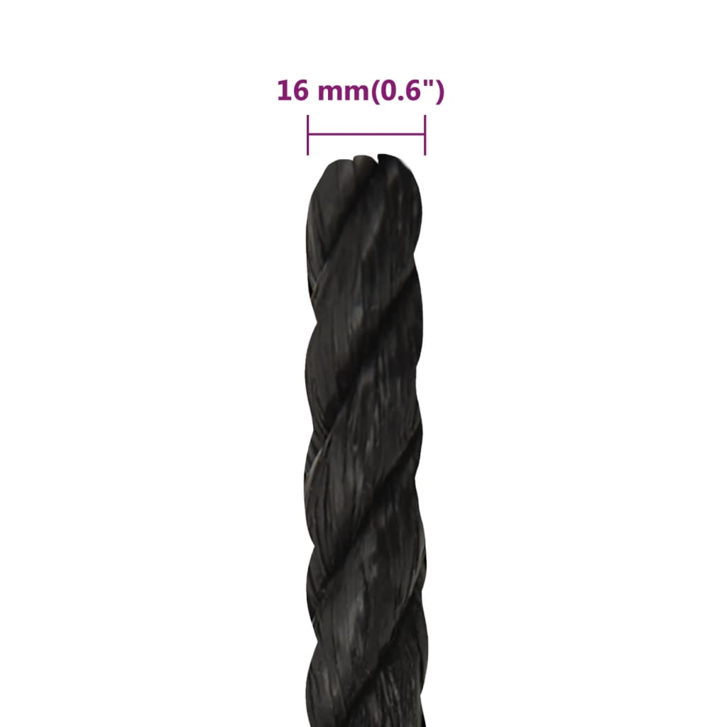 Työköysi Musta 16 Mm 100 M Polypropeeni