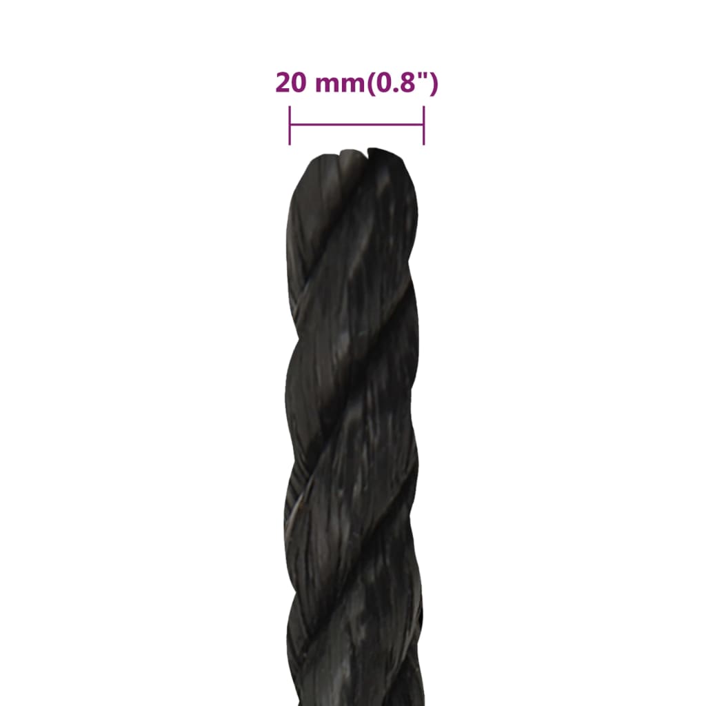 Työköysi Musta 20 Mm 50 M Polypropeeni