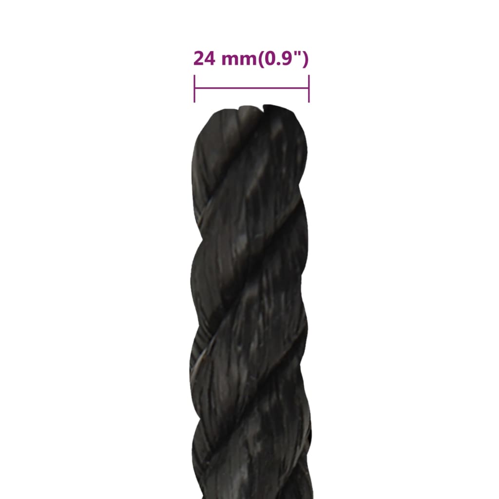 Työköysi Musta 24 Mm 50 M Polypropeeni