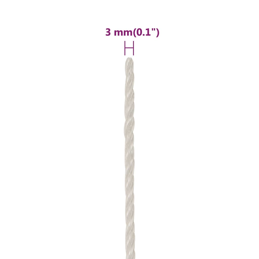 Työköysi Valkoinen 3 Mm 500 M Polypropeeni