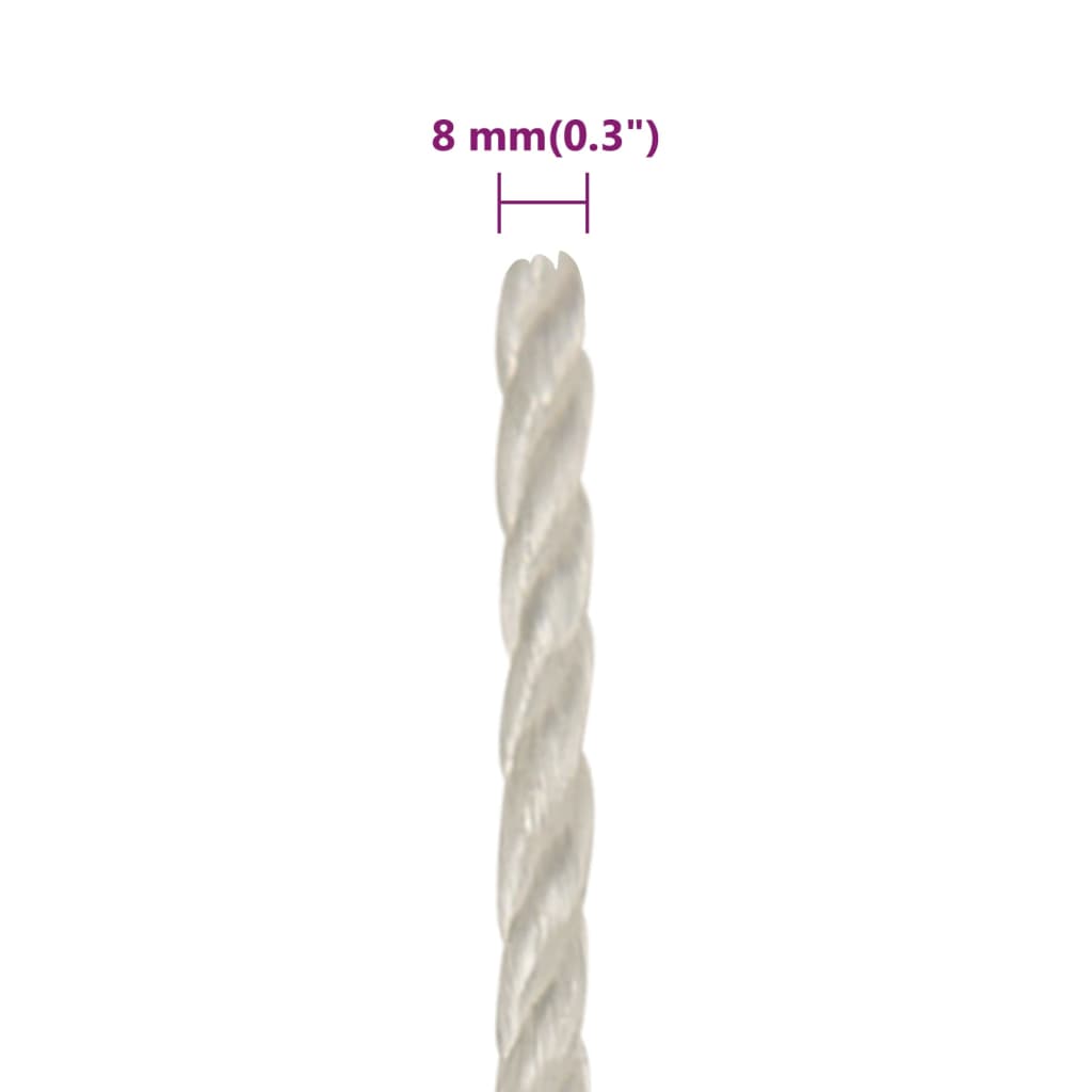 Työköysi Valkoinen 8 Mm 50 M Polypropeeni