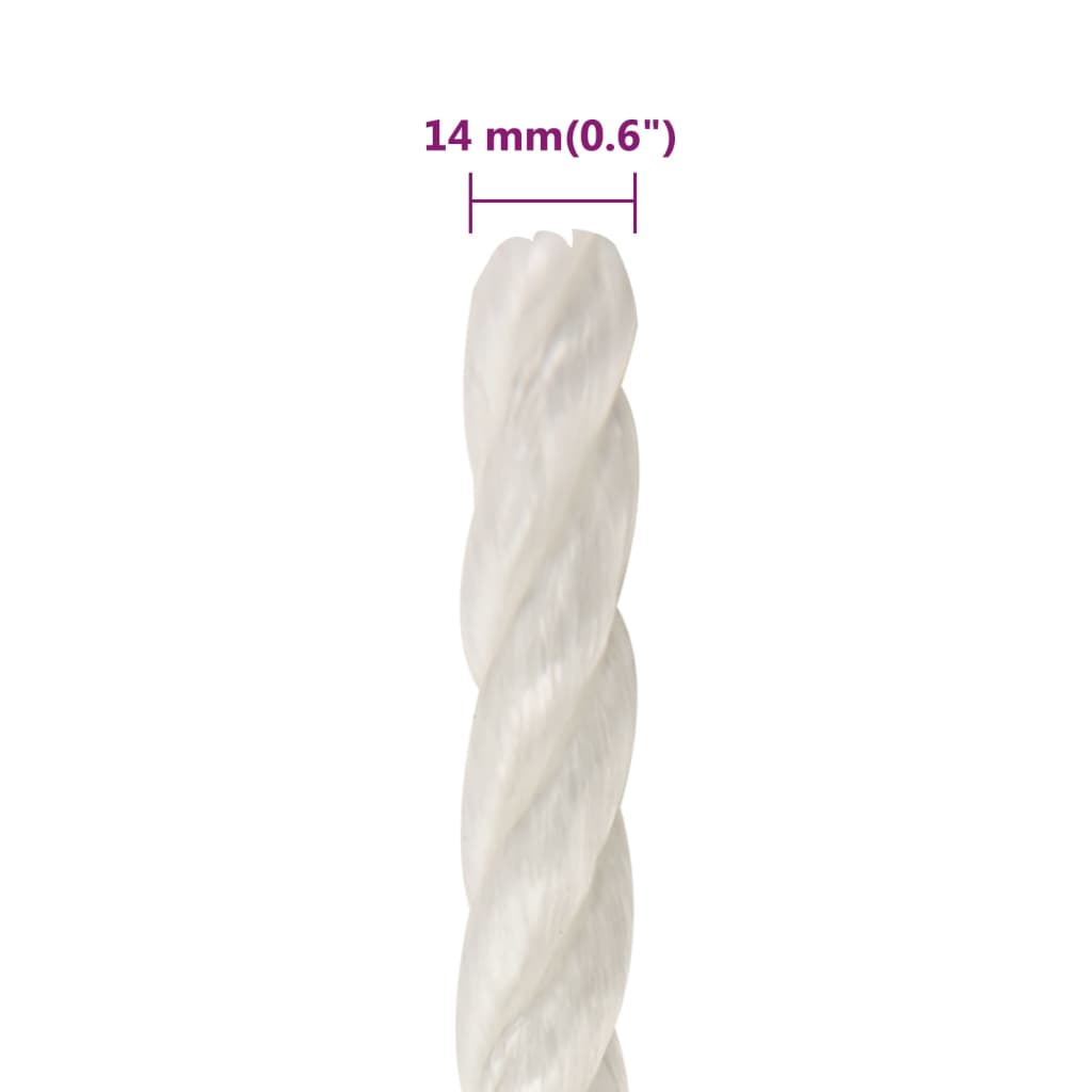 Työköysi Valkoinen 14 Mm 50 M Polypropeeni