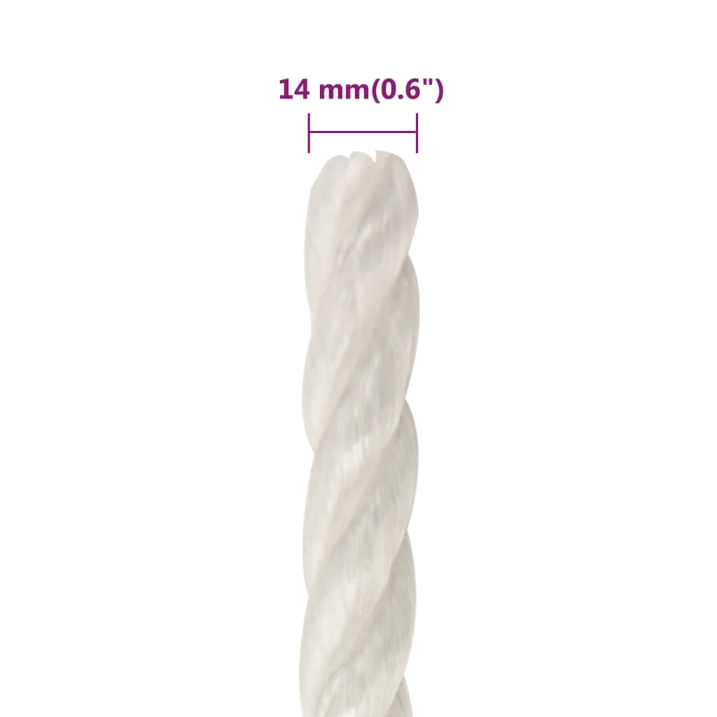 Työköysi Valkoinen 14 Mm 250 M Polypropeeni