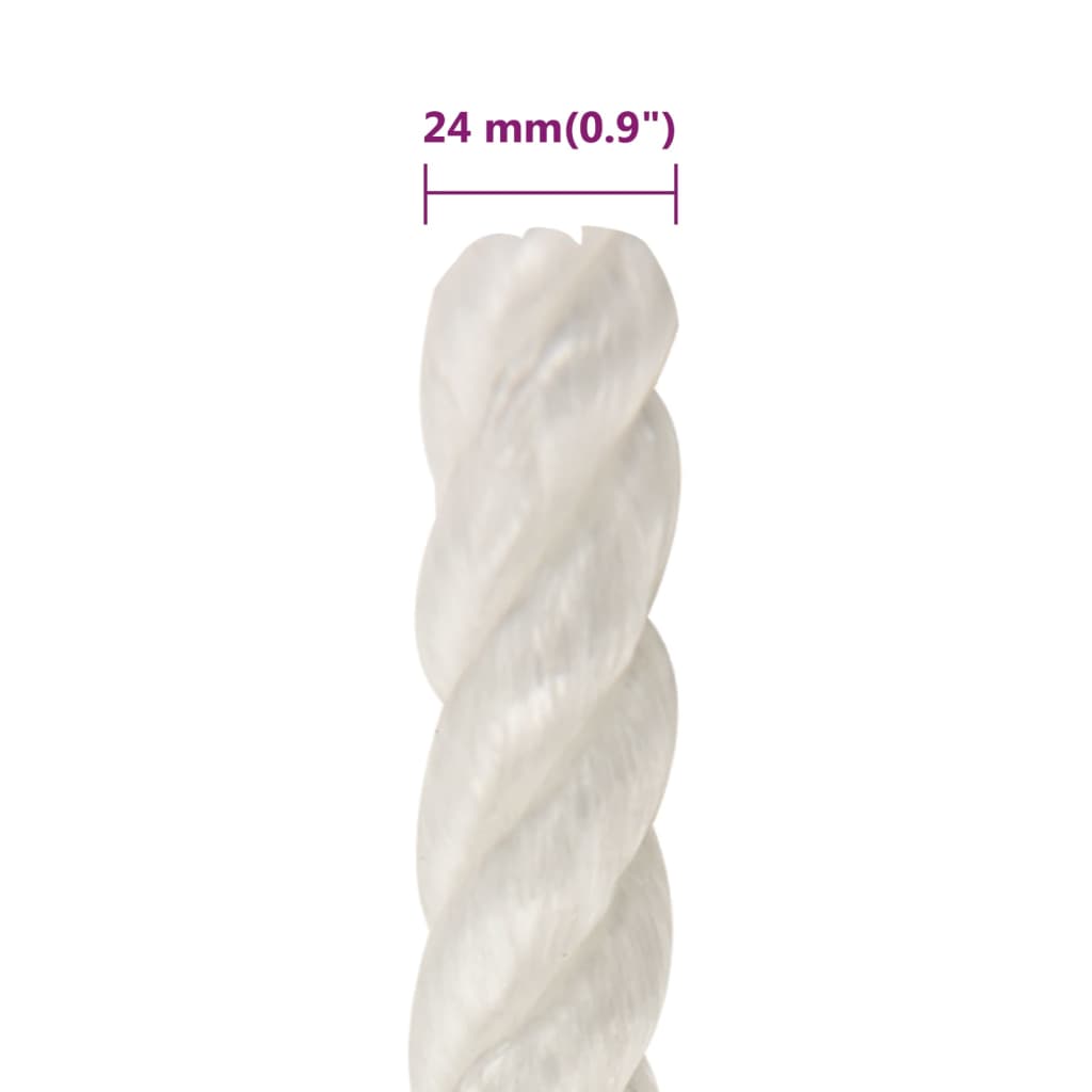 Työköysi Valkoinen 24 Mm 50 M Polypropeeni