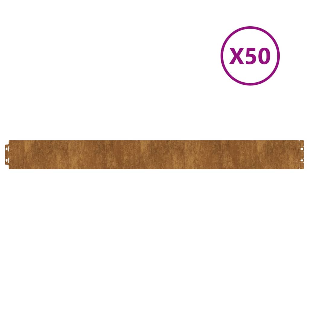 Nurmikonreunukset 50 Kpl 10X103 Cm Joustava Corten-Teräs