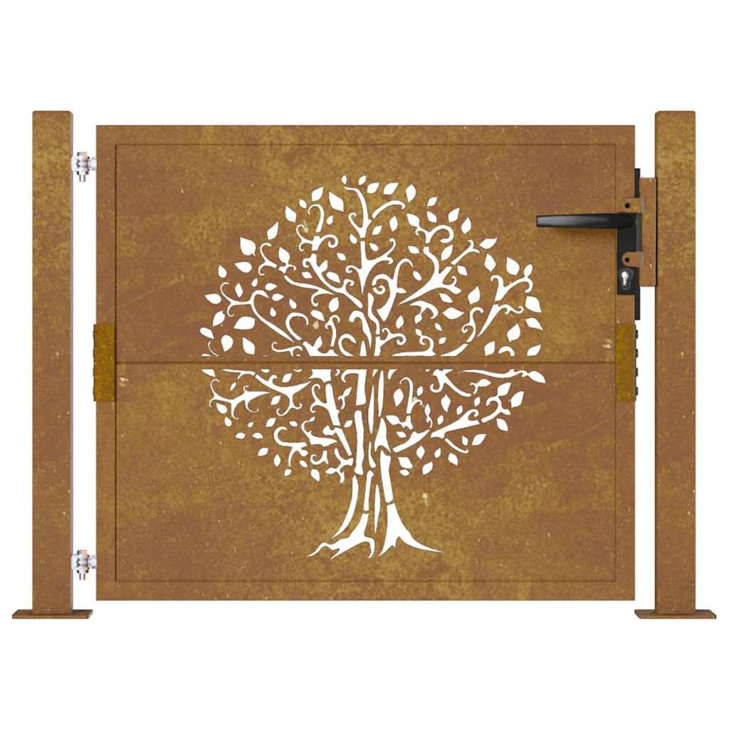 Puutarhaportti 100X75 Cm Corten-Teräs, Puukuvio