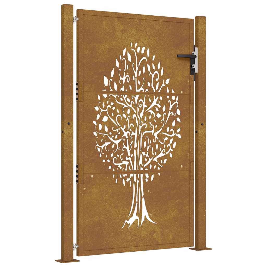 Puutarhaportti 100X125 Cm Corten-Teräs, Puukuvio