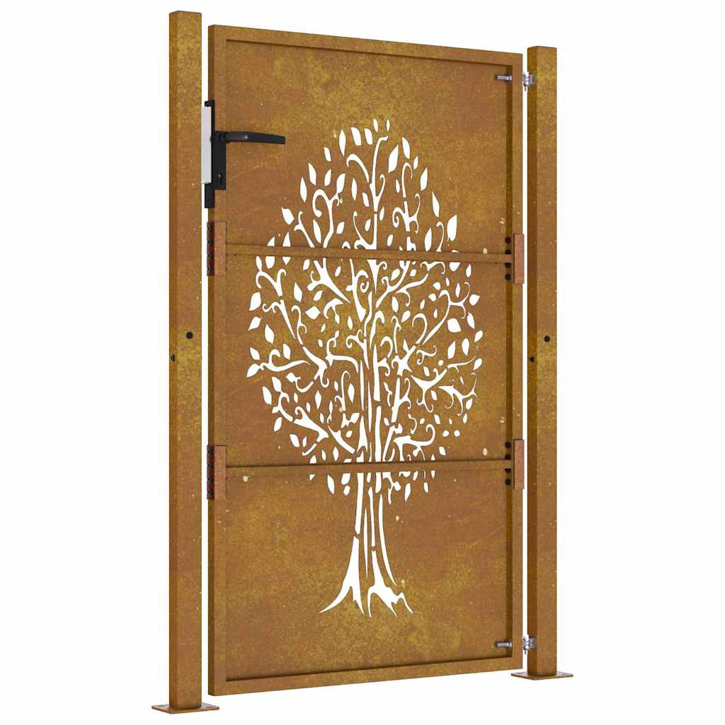 Puutarhaportti 100X150 Cm Corten-Teräs, Puukuvio