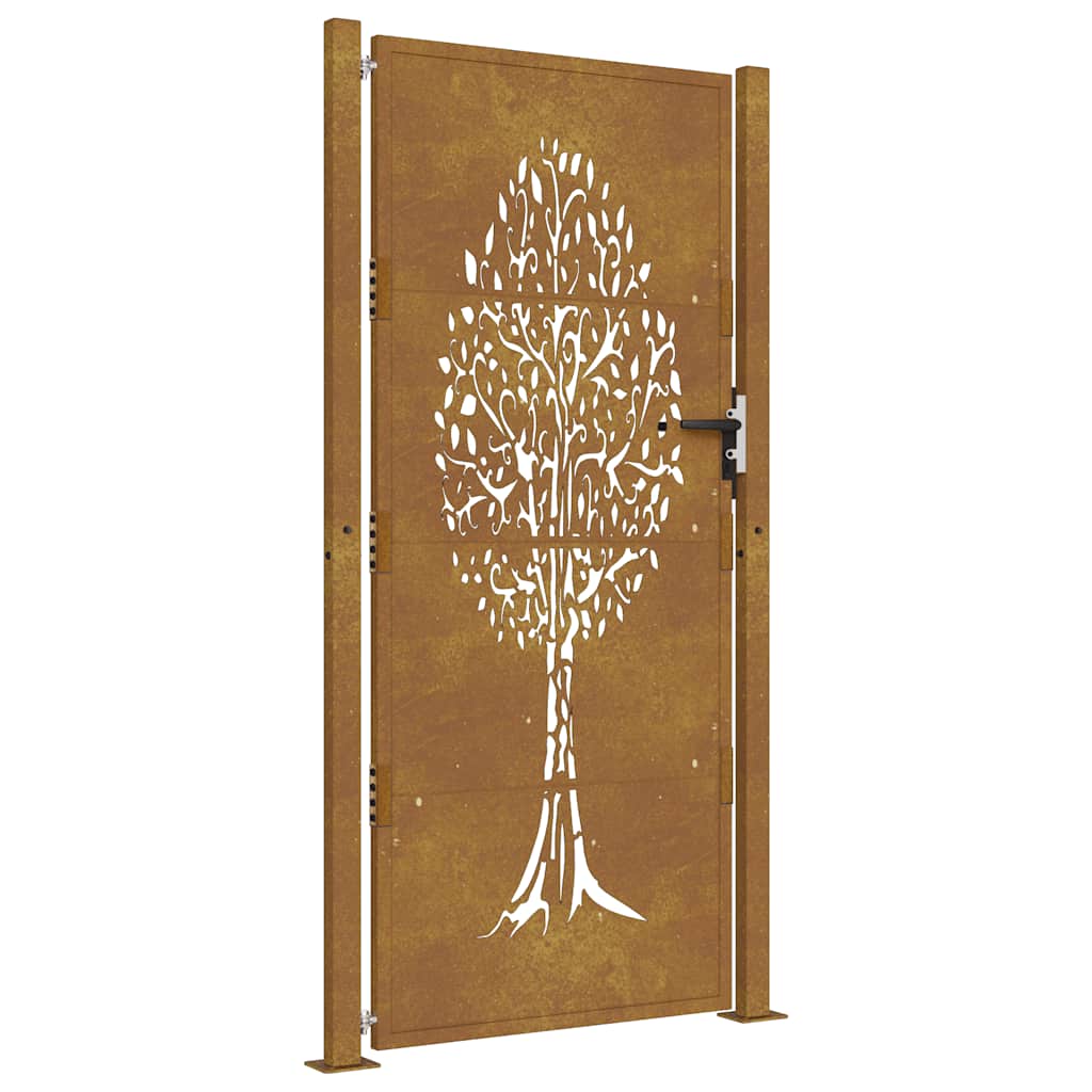 Puutarhaportti 100X175 Cm Corten-Teräs, Puukuvio