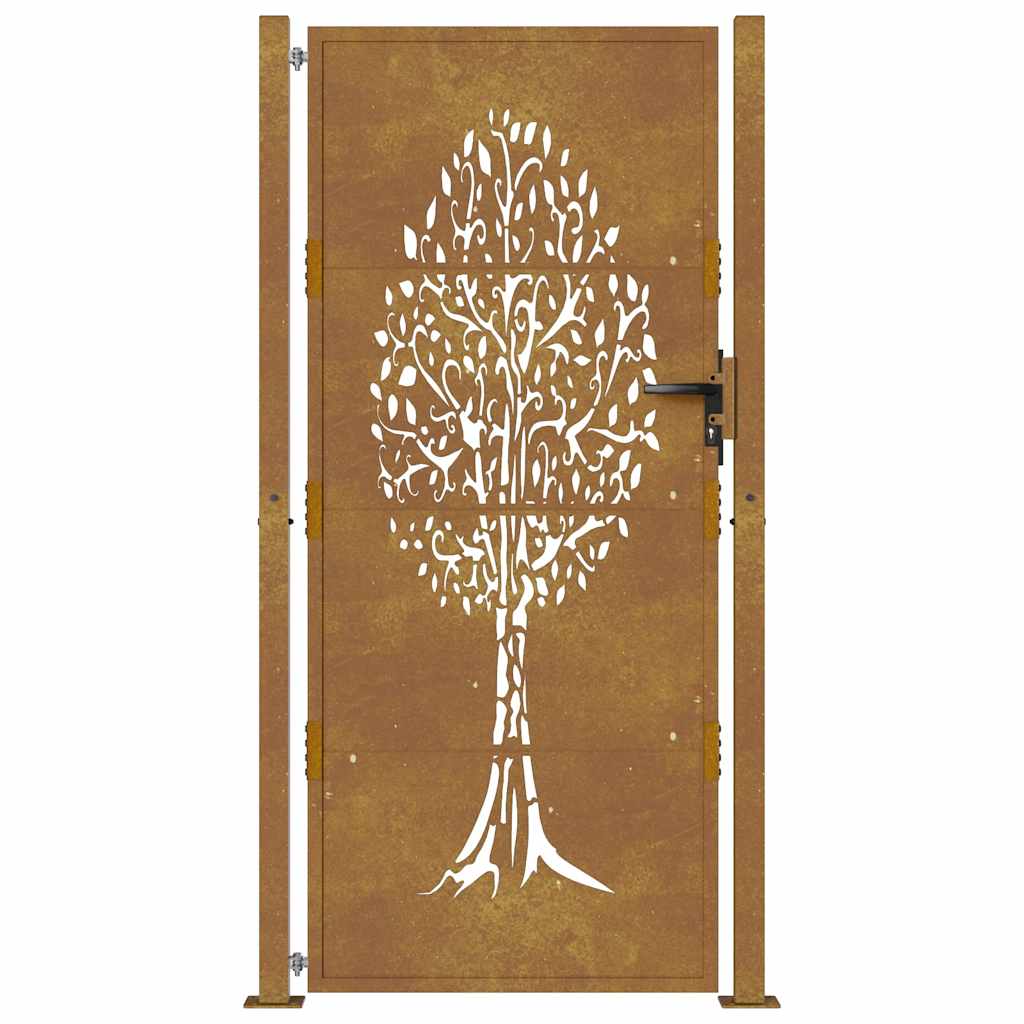 Puutarhaportti 100X175 Cm Corten-Teräs, Puukuvio