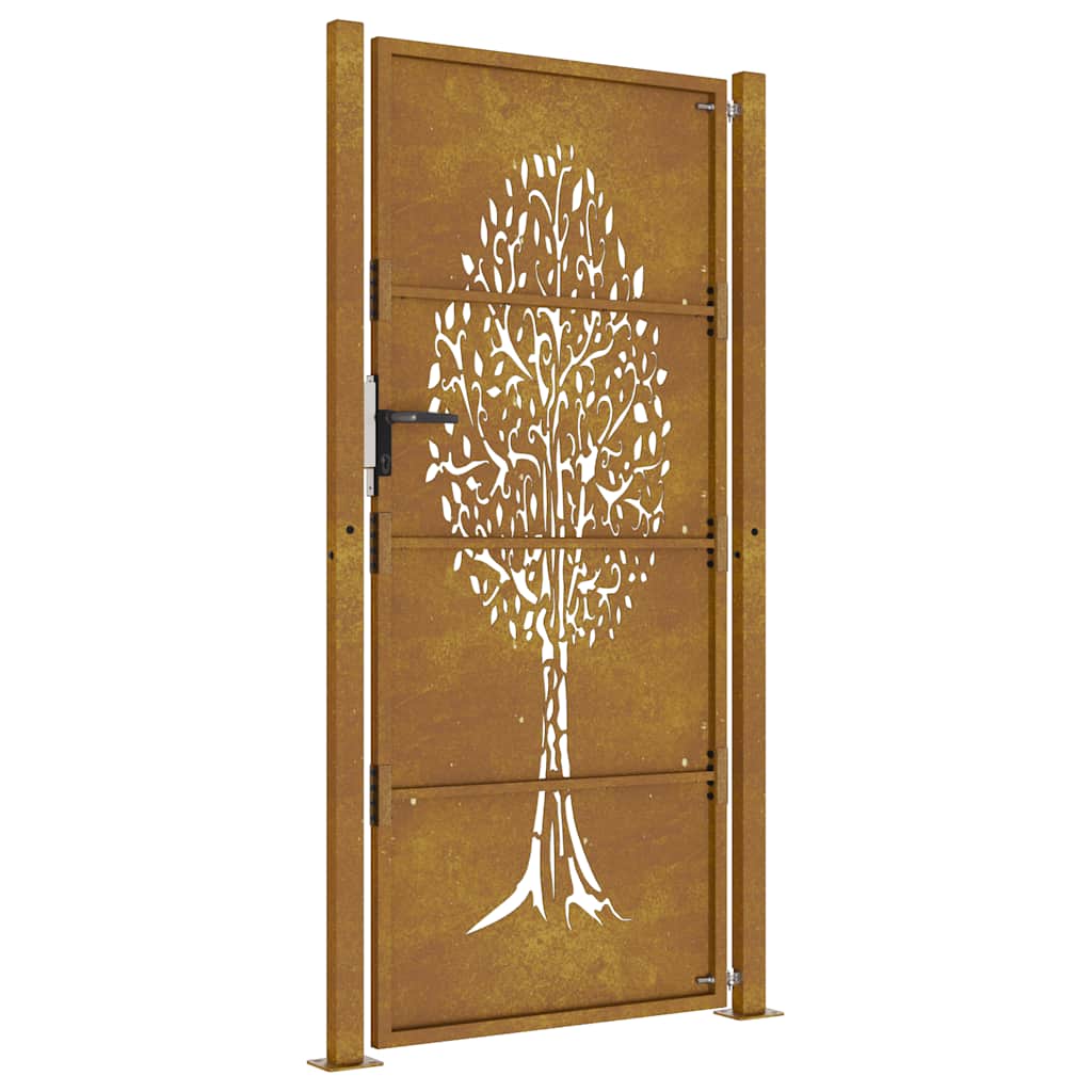 Puutarhaportti 100X175 Cm Corten-Teräs, Puukuvio