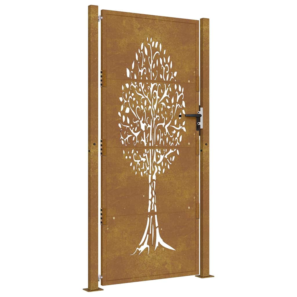 Puutarhaportti 100X200 Cm Corten-Teräs, Puukuvio
