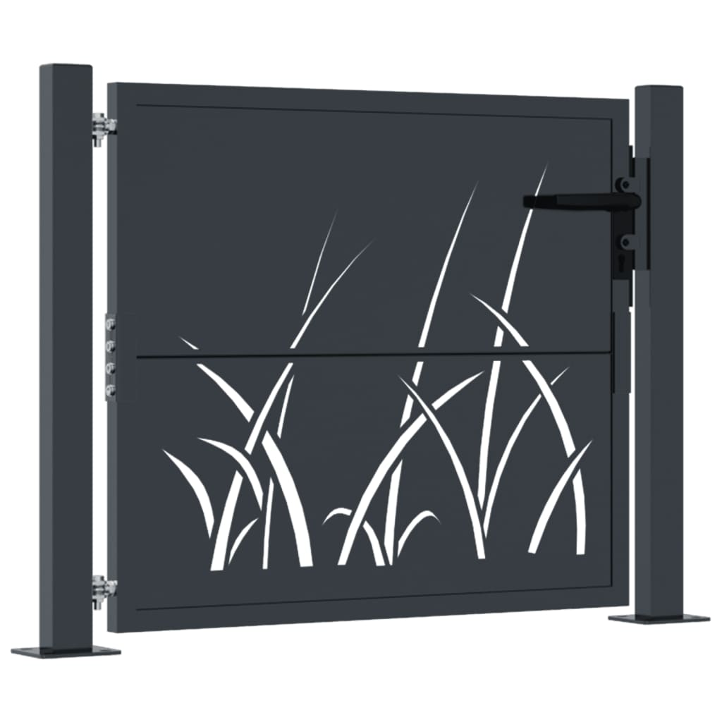 Puutarhan Portti Antrasiitti 100X75 Cm Teräs Ruohokuvio